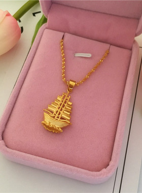 女士一帆风顺吊坠项链仿真黄金