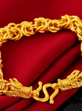 越南沙金霸气风男士龙头手链