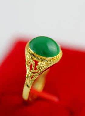 女士绿宝石戒指仿真黄金