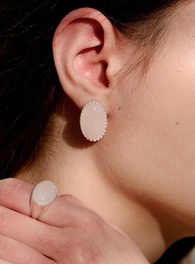 CLOSENSE天然粉水晶蛋面戒指女