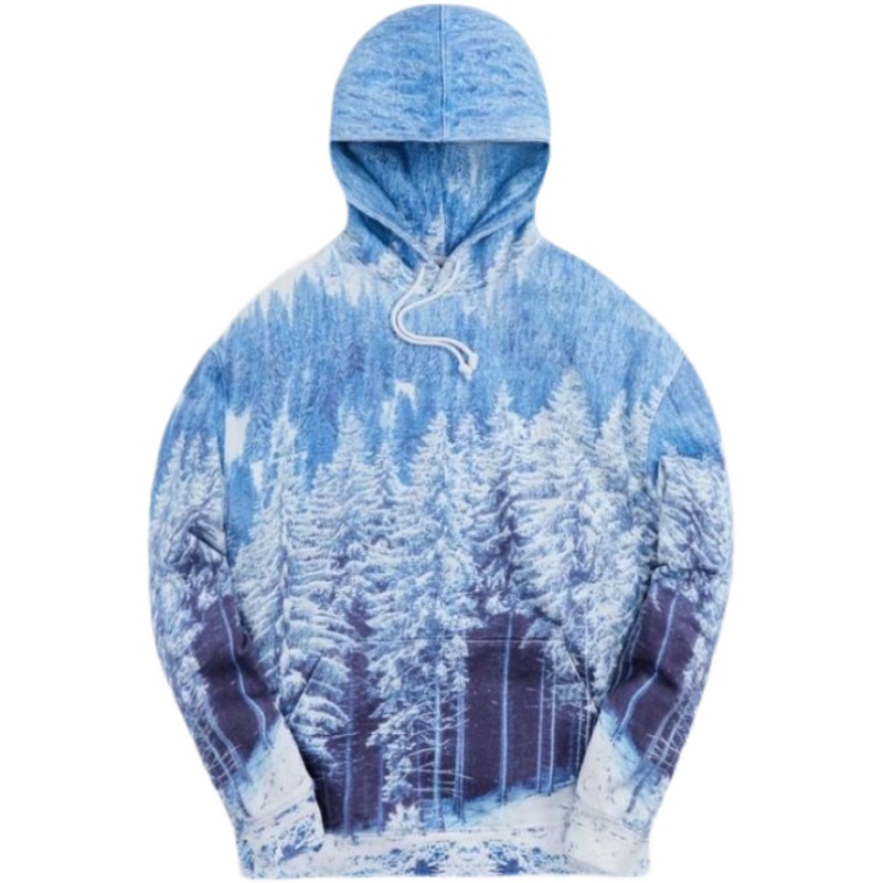 新款Kith Winter Forest Hoodie自然冰雪树林印花连帽卫衣帽衫-图3