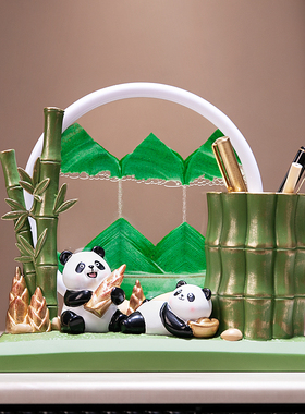 熊有成竹流沙画收纳客厅玄关摆件