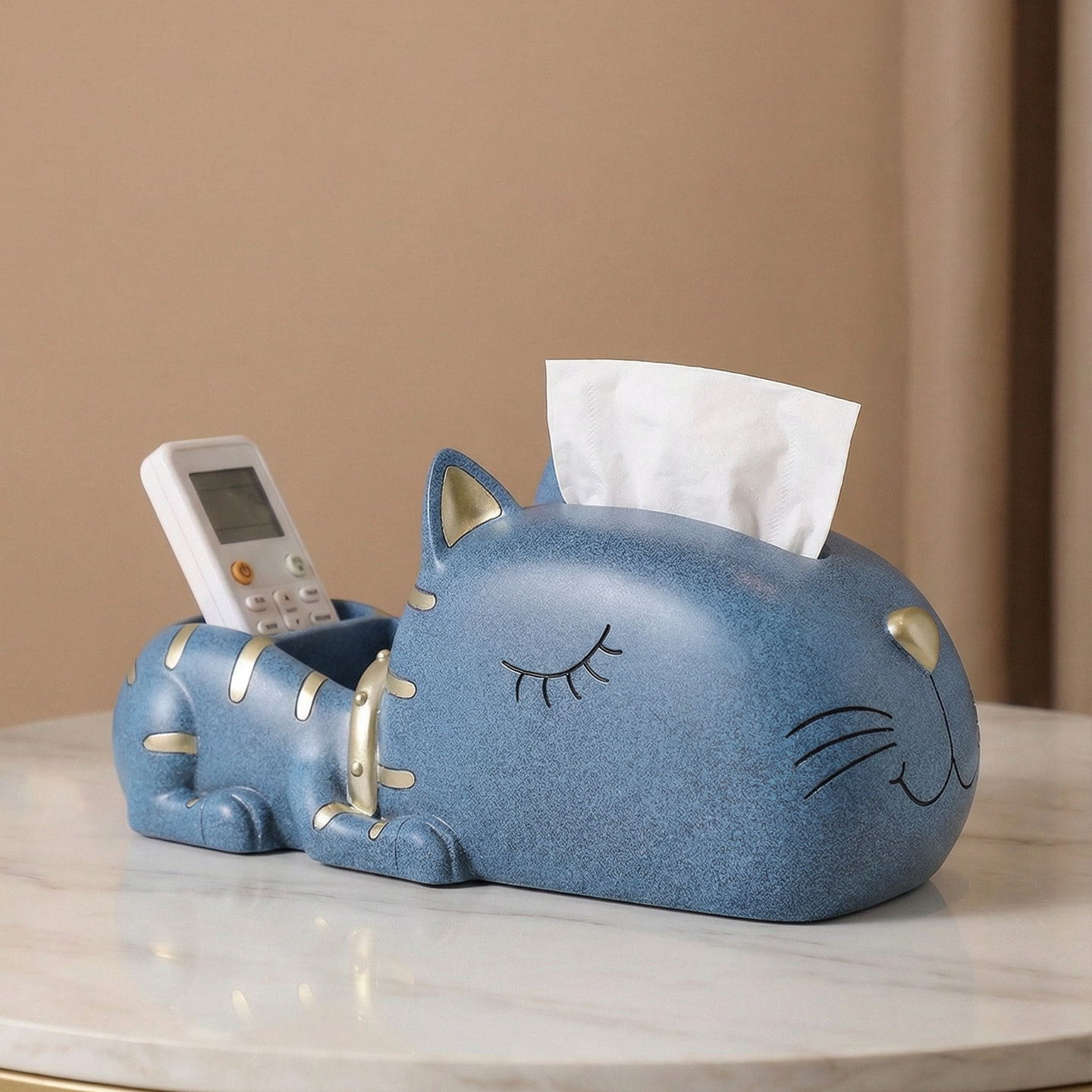 躺平猫收纳纸巾盒创意茶几抽纸盒现代轻奢客厅放遥控器收纳装饰品,淘宝优惠券,粉丝福利购,淘宝优惠卷