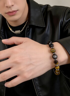 新款美拉德风手串虎眼石拼接串珠手链小众高级感男士配饰手饰手环