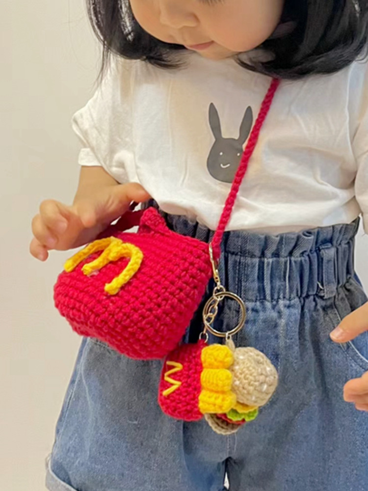 DIY钩织麦当劳包毛线编织材料包手工汉堡迷你零钱包麦门礼物小包,淘宝优惠券,粉丝福利购,淘宝优惠卷