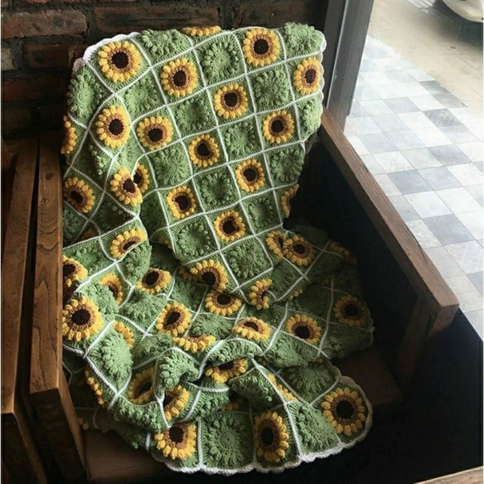 DIY手工毛线编织向日葵花毯子自制盖毯沙发毯钩针材料包,淘宝优惠券,粉丝福利购,淘宝优惠卷