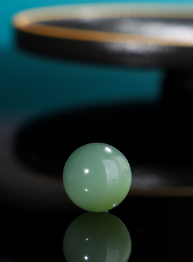 天花板碧玉鸭蛋青圆珠散珠单颗