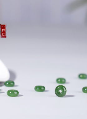 天然碧玉面包圈小跑环俄料