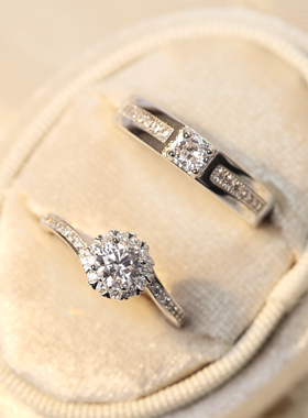 情侣对戒锆石镶嵌活口设计