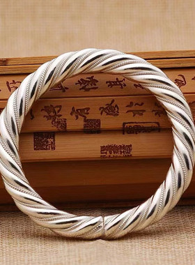 素秋麻花手镯手工扭丝绞丝开口简约复古文艺送女友精致