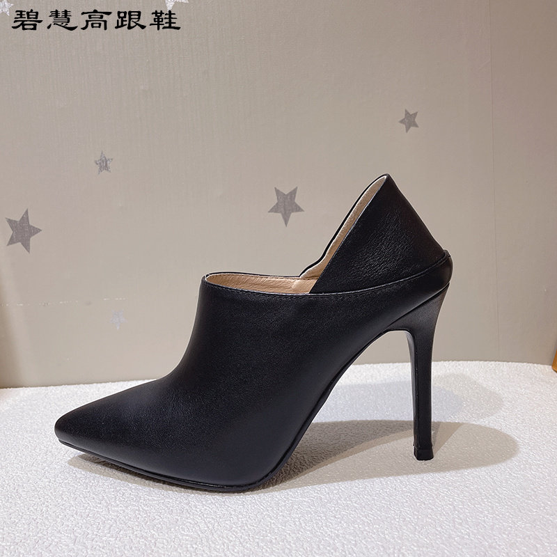 2025欧美春秋新品牛皮单鞋深口细跟尖头两穿舒适女鞋细跟高跟鞋,淘宝优惠券,粉丝福利购,淘宝优惠卷