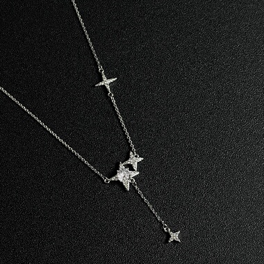 Vintage 古著「Tassel starburst」银色项链