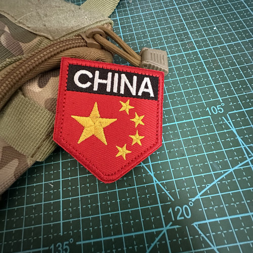刺绣中国China五星盾牌士气章臂章魔术贴背包贴战术背心冲锋衣贴 - 图2