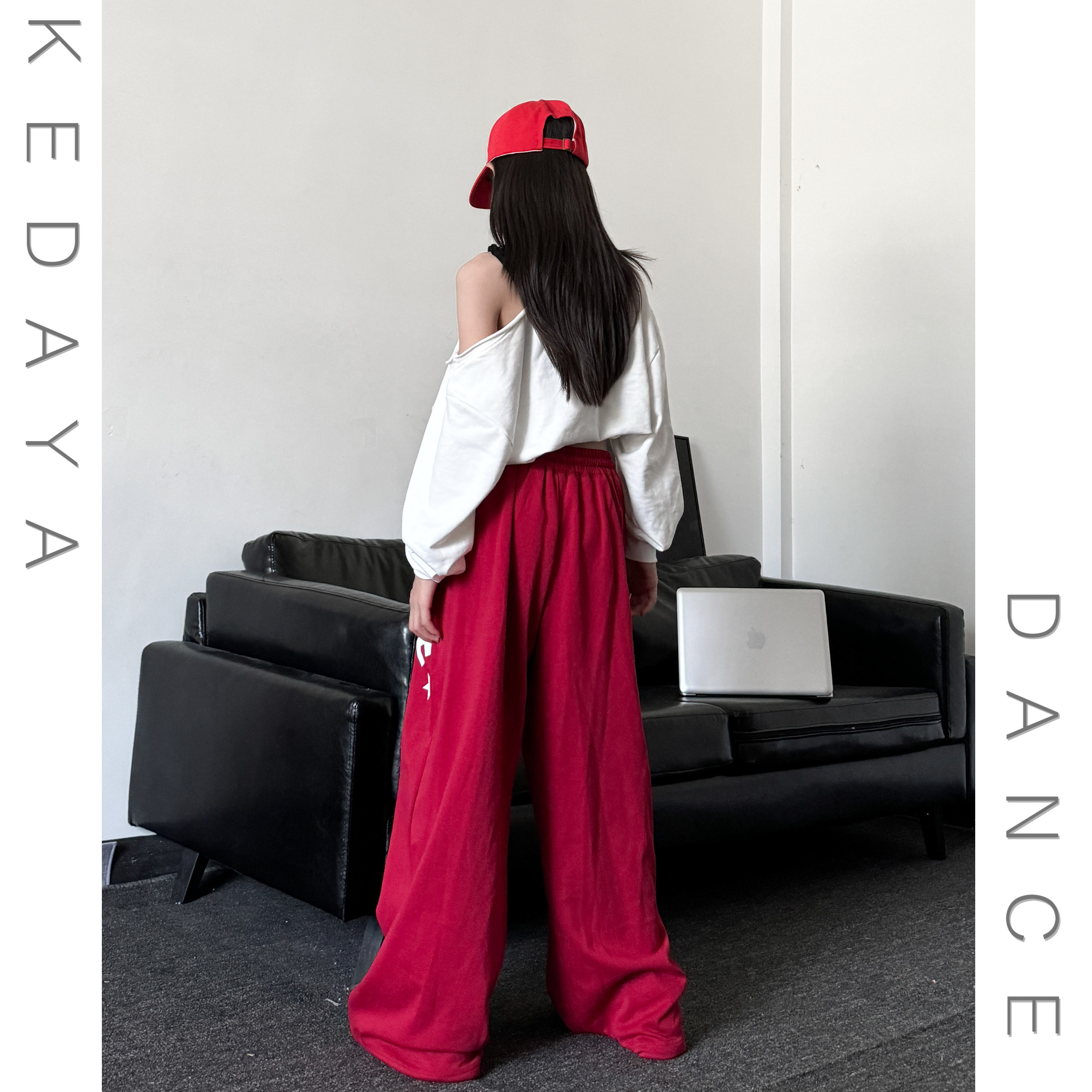 秋季新款童装潮酷女童斜肩宽松长袖卫衣卫裤套装少儿舞蹈演出服 - 图3