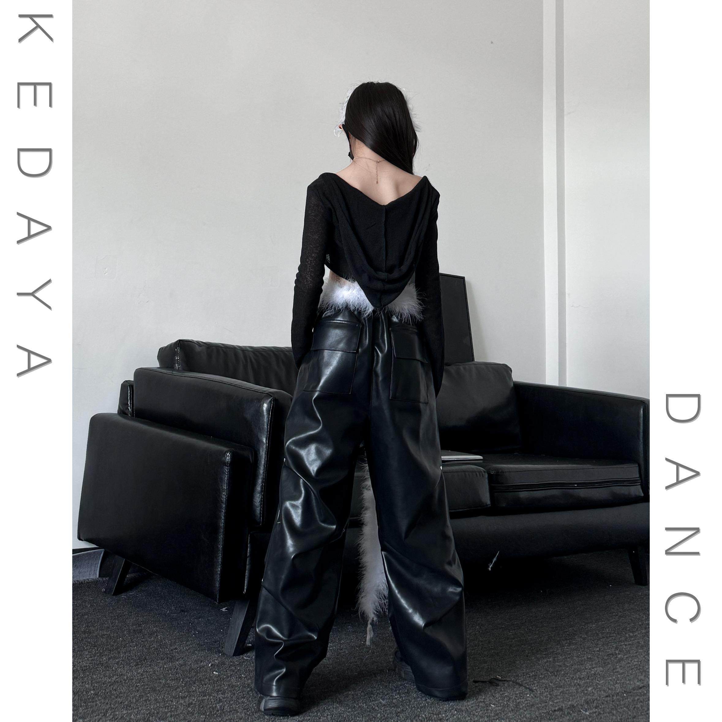 潮酷童装女童露脐连帽罩衣工装皮裤套装少儿女团爵士舞表演出服,淘宝优惠券,粉丝福利购,淘宝优惠卷