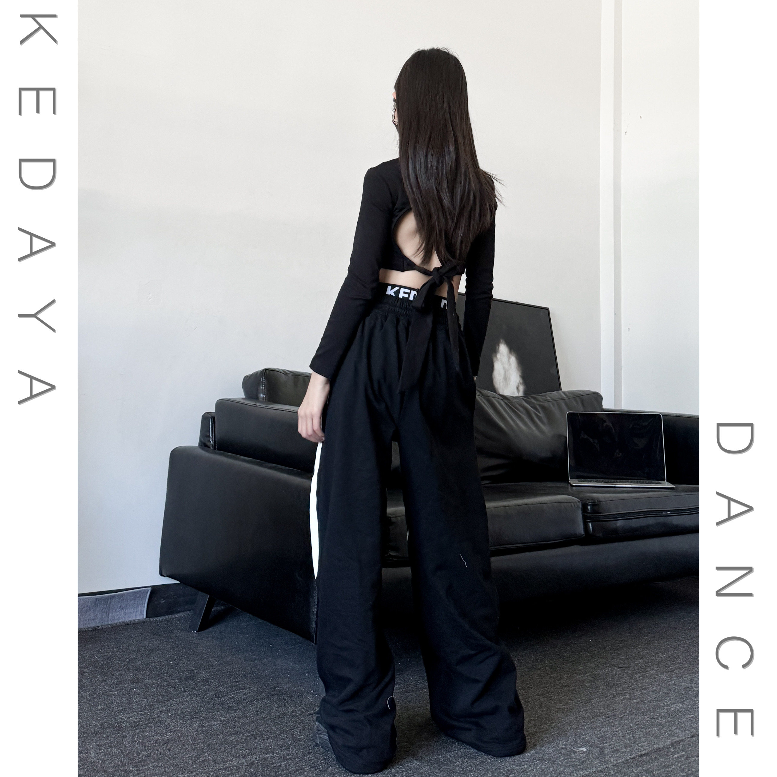 秋季新款童装潮酷女童修身露背长袖织带裤子少儿爵士舞女团套装,淘宝优惠券,粉丝福利购,淘宝优惠卷