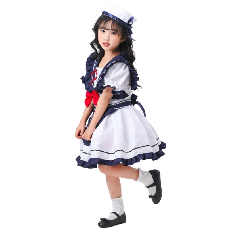 新款儿童女海军风洛丽塔JK女童制服动漫Cosplay水手裙舞台表演服 - 图0