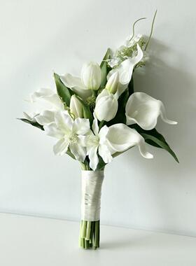 影楼韩式婚礼拍照郁金香绢花领证