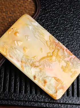 天然和田玉籽料山水手把件