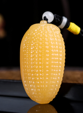 和田玉黄玉玉米手把件