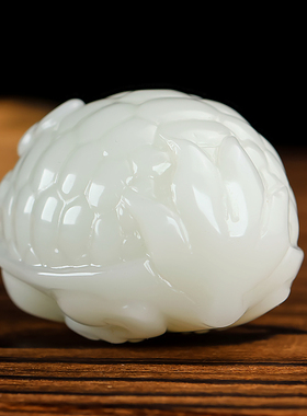 和田玉白玉龙龟手把件