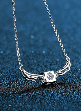 S925银镀18K金PT950铂金镶一克拉莫桑石锁骨链百搭项链莫桑钻吊坠