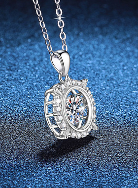 S925银镀18K金PT950铂金镶嵌1克拉莫桑石吊坠高级感灵动吊坠项链