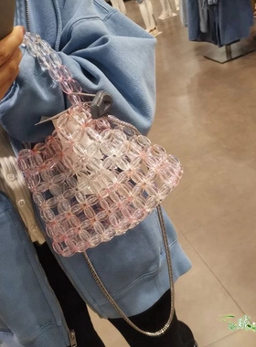 透明亚克力小众斜挎包椭圆珠