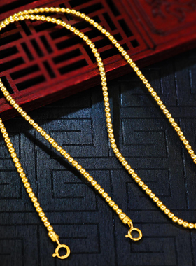 黄金项链18K小金珠锁骨链万能链