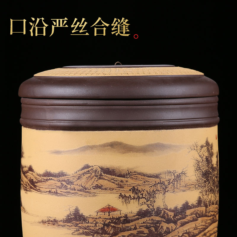 紫砂茶叶罐七子饼罐普洱茶叶罐大号密封罐醒茶罐存储罐茶器陶瓷罐 - 图0