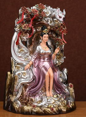 九尾狐飞天姑娘女娲神像娘娘白蛇青蛇摆件供奉白娘子真身招财树脂