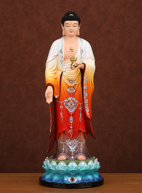 古彩西方三圣神像树脂阿弥陀佛家用摆件供奉大势至观音菩萨像体