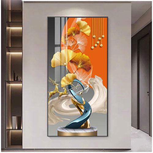 玄关装饰画现代简约入户客厅走廊壁画轻奢风过道竖版大气高端挂画 - 图2