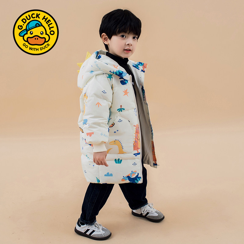 小黄鸭宝宝羽绒服2025新款男中小童中长款加厚婴幼儿女童冬季外套