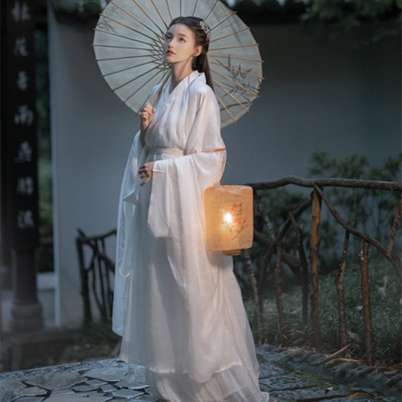 汉服女魏晋风直裾襦裙大袖衫仙气飘逸古风白色古装清冷系2025新款,淘宝优惠券,粉丝福利购,淘宝优惠卷