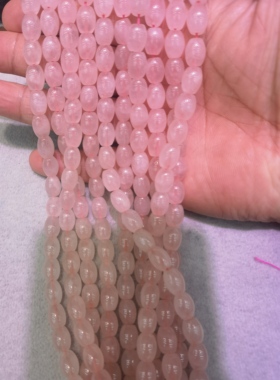 天然粉水晶桶珠8*10mm散珠半成品diy手串项链锁骨链饰品配件