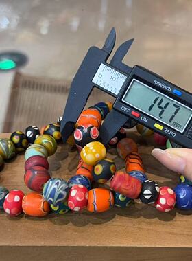 尼泊尔彩绘老琉璃手串SH