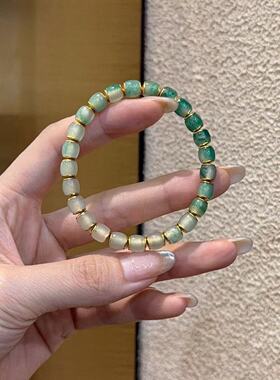 非洲翠（独龙玉）镶铜渐变手串SH