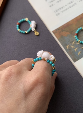 原创骨雕刻小蜥蜴（吸亿）戒指  女时尚饰品礼物