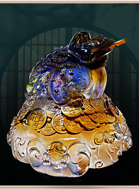 琉璃摆件新中式家用客厅七彩金蟾