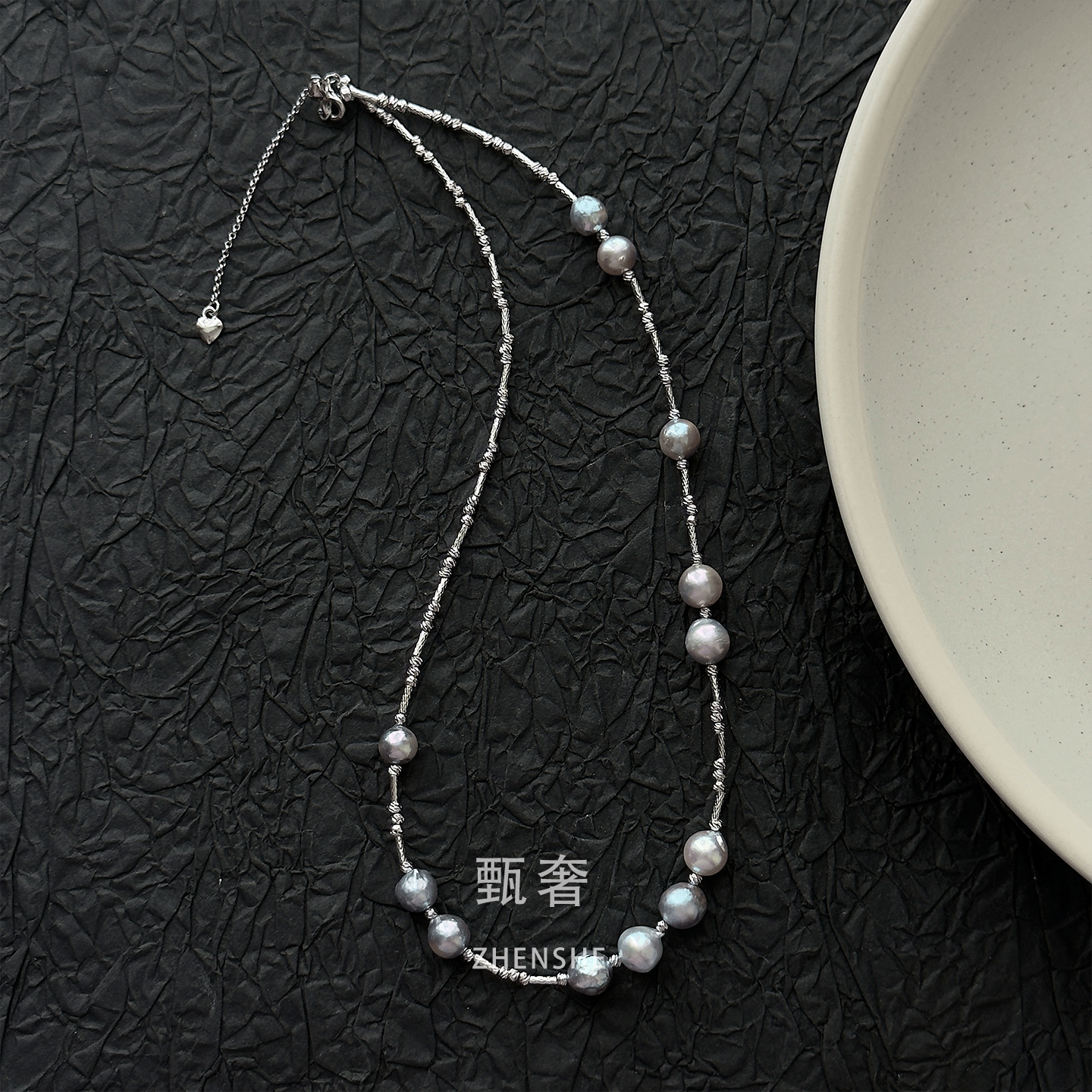 《夜阑星河》海水巴洛克真多麻满天星项链清冷灰色系高级感锁骨链,淘宝优惠券,粉丝福利购,淘宝优惠卷