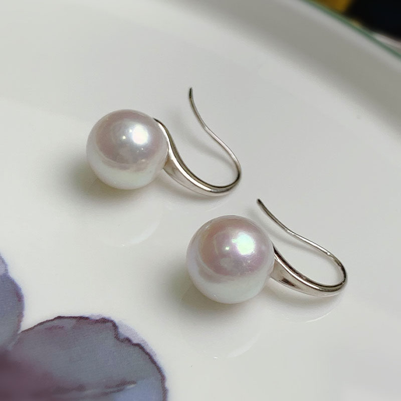 《高跟鞋》精工纯银加厚高跟鞋11-12mm白色珍珠耳钩简约气质耳饰,淘宝优惠券,粉丝福利购,淘宝优惠卷