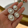 <Bright Eyes Like Water> 925 sterling silver natural freshwater pearl full diamond inlaid high-end earrings ring necklace set