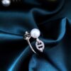 <Jisong> Ins style double layer pig nose ring 925 sterling silver freshwater pearl ring opening fashionable and western style