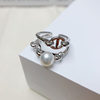 <Jisong> Ins style double layer pig nose ring 925 sterling silver freshwater pearl ring opening fashionable and western style
