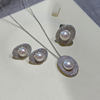 <Bright Eyes Like Water> 925 sterling silver natural freshwater pearl full diamond inlaid high-end earrings ring necklace set