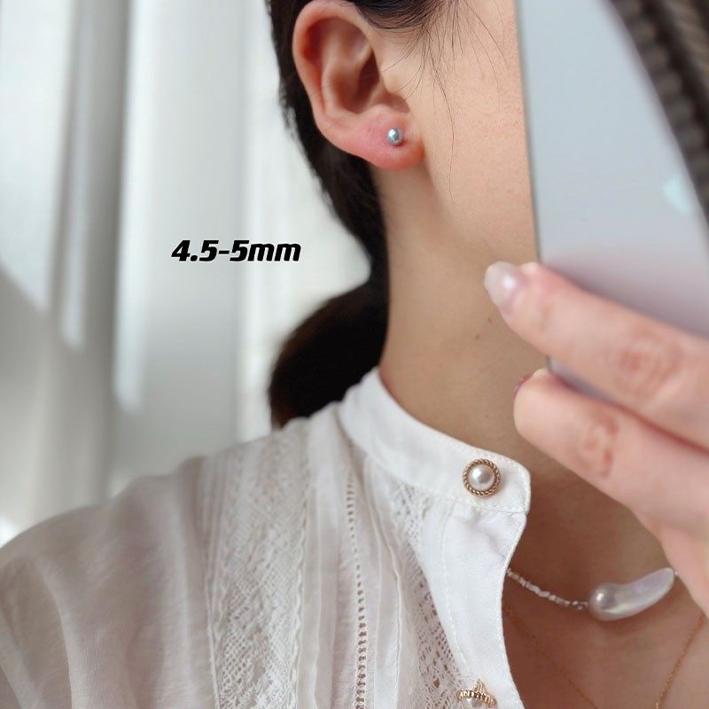 《海之蓝》银灰蓝日本海水珍珠真多麻耳钉基础单珠18K金耳饰气质,淘宝优惠券,粉丝福利购,淘宝优惠卷