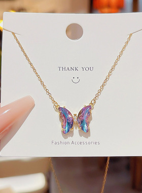 仙女气质锁骨链设计感颈链气质网红简约吊坠饰品轻奢小众蝴蝶项链