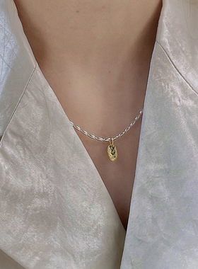 韩版ove米粒橄榄珠项链 925纯银小众设计锁骨链女高级感银饰