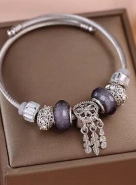 时尚爆款潘家风格捕梦网手链韩版简约小清新学生森系闺蜜钛钢手镯